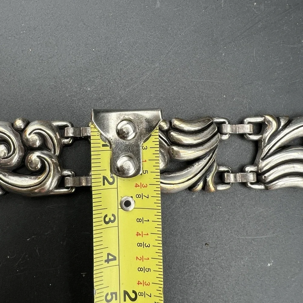 Vintage Brighton Silver Black Leather Belt #34803 Size M 1996
